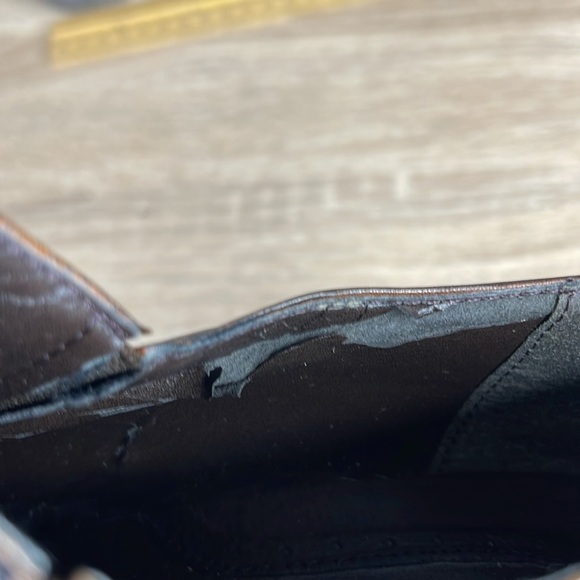 Vintage Y2K Square Toe Distressed Look Brown Leather Heels Chunky Rectangular 40 - Picture 11 of 12